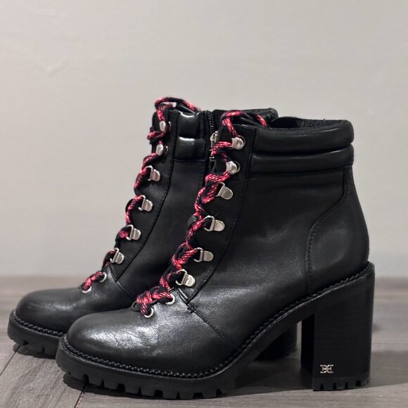 Sam Edelman Stacked Heel Black Leather Boot - Picture 9 of 10